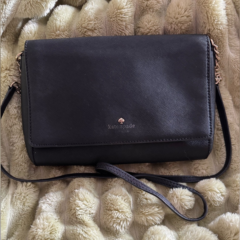 EUC Kate Spade Alek Charlotte Street Black Saffiano Leather Bag Crossbody Purse